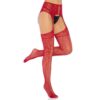 LEG AVENUE - MEDIAS DE ENCAJES CON LIGUERO BURDEOS TALLA ÚNICA - Imagen 2