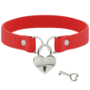 COQUETTE CHIC DESIRE - COLLAR CUERO VEGANO ROJO ACCESORIO CORAZÓN CON LLAVE - Imagen 3