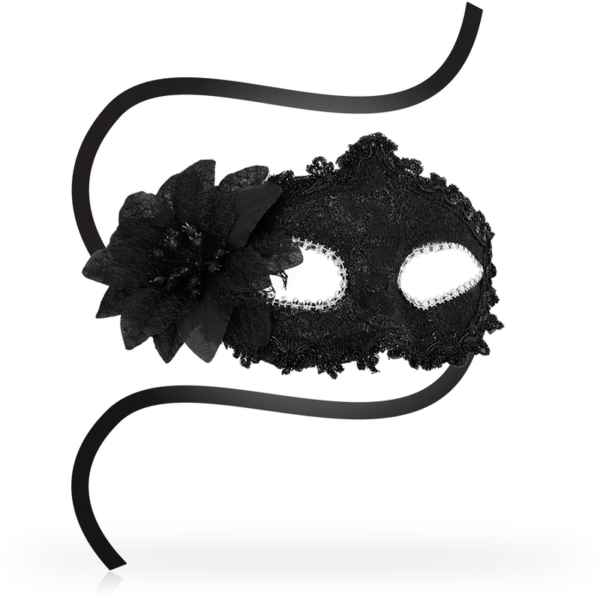 OHMAMA - MASKS ANTIZAZ ESTILO VENECIANO FLOR LATERAL -  NEGRA - Imagen 2