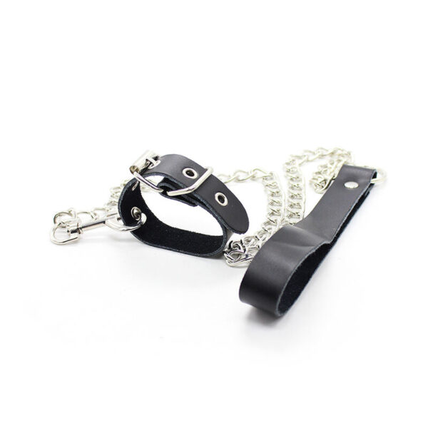 OHMAMA FETISH - COLLAR PARA PENE Y CORREA PIEL CON CADENA METALICA - Imagen 3