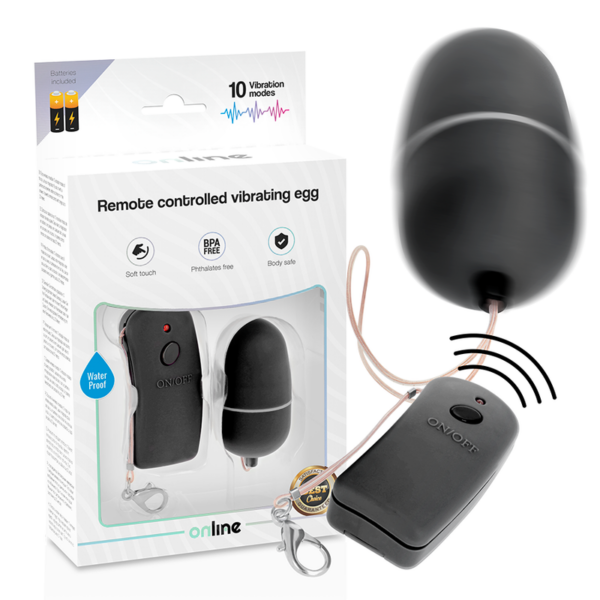 ONLINE - HUEVO VIBRADOR CON MANDO CONTROL REMOTO NEGRO - Imagen 3