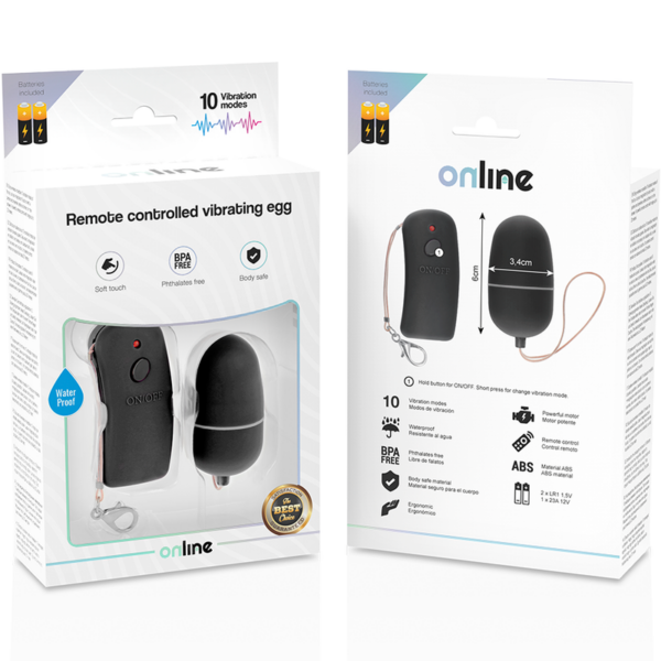 ONLINE - HUEVO VIBRADOR CON MANDO CONTROL REMOTO NEGRO - Imagen 4