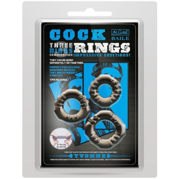 BAILE - COCK RINGS YVONNE SET 3 ANILLOS PENE - Imagen 4
