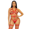 LEG AVENUE - KINK - TEDDY ARNÉS CON TACHUELAS TALLA S - ROJO
