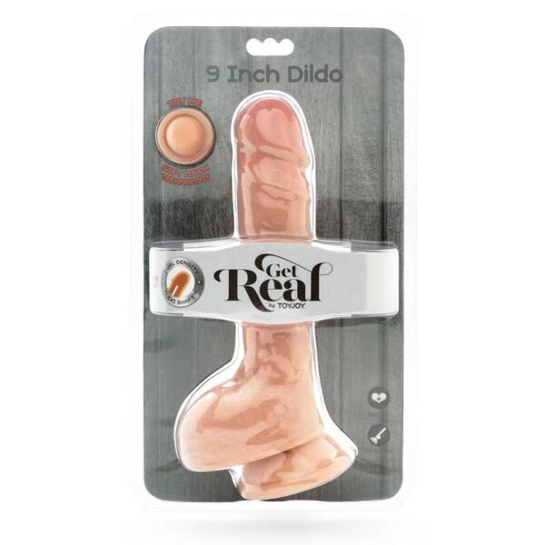 GET REAL - DUAL DENSITY DILDO 25,5 CM CON TESTÍCULOS NATURAL - Imagen 3