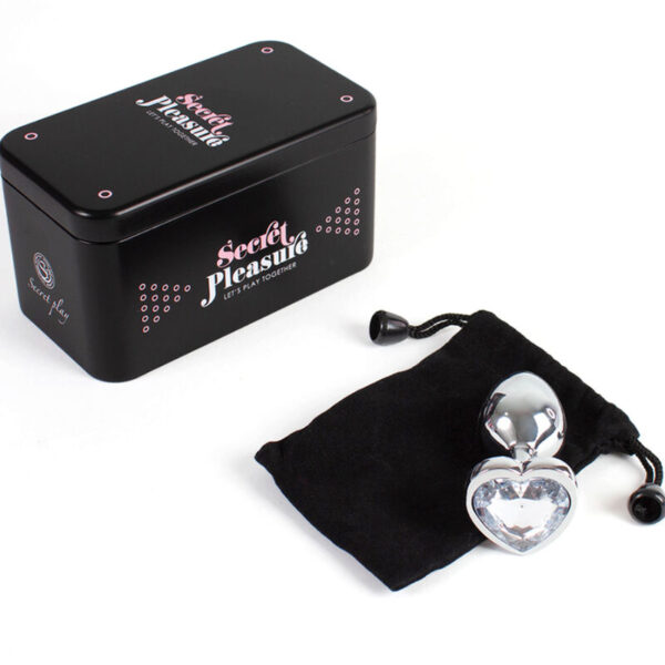 SECRETPLAY - METAL BUTT PLUG CORAZÓN TRANSPARENTE TALLA S 7 CM - Imagen 4