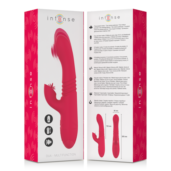 INTENSE - DUA VIBRADOR MULTIFUNCIÓN RECARGABLE UP  DOWN CON LENGUA ROJO - Imagen 5