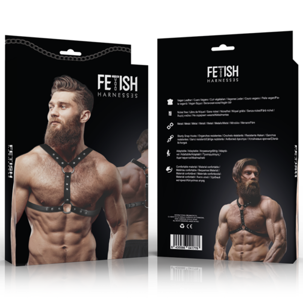 FETISH SUBMISSIVE ATTITUDE - ARNÉS ECOPIEL PECHO CON DOBLE SUJECIÓN Y TACHUELAS HOMBRE - Imagen 4