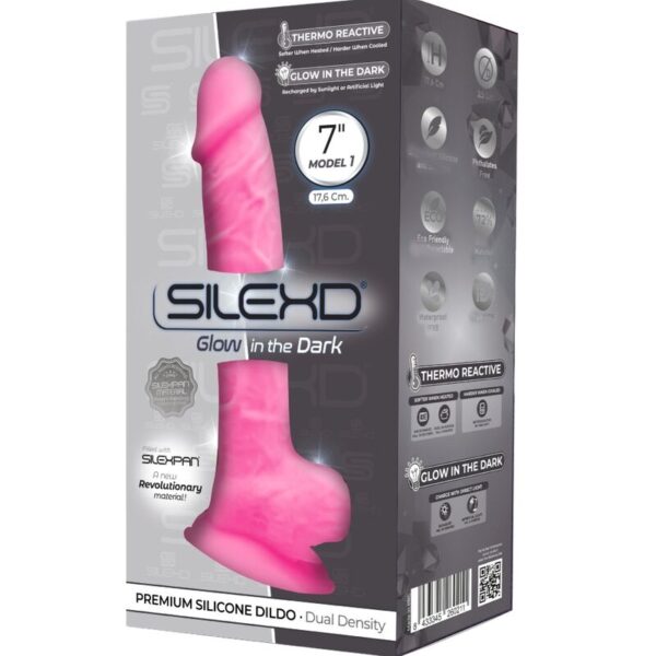 SILEXD - MODELO 1 PENE REALÍSTICO SILICONA PREMIUM SILEXPAN ROSA FLUORESCENTE 17.5 CM - Imagen 2