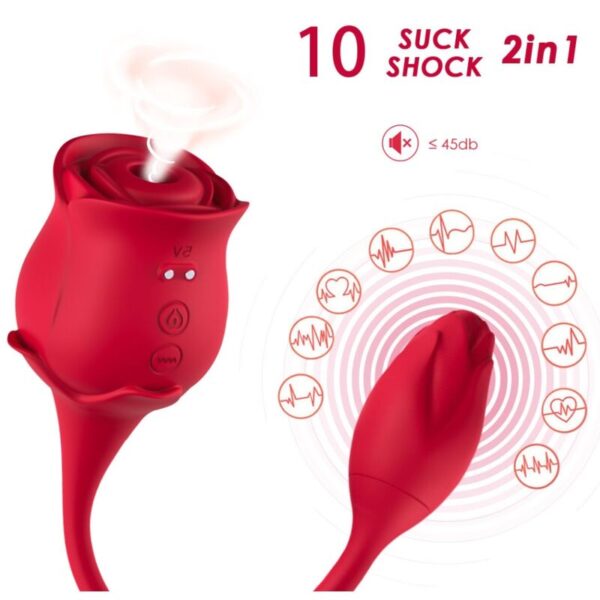 ARMONY - ROSA SUCCIONADOR DE CLITORIS  VIBRADOR 10 MODOS ROJO - Imagen 2