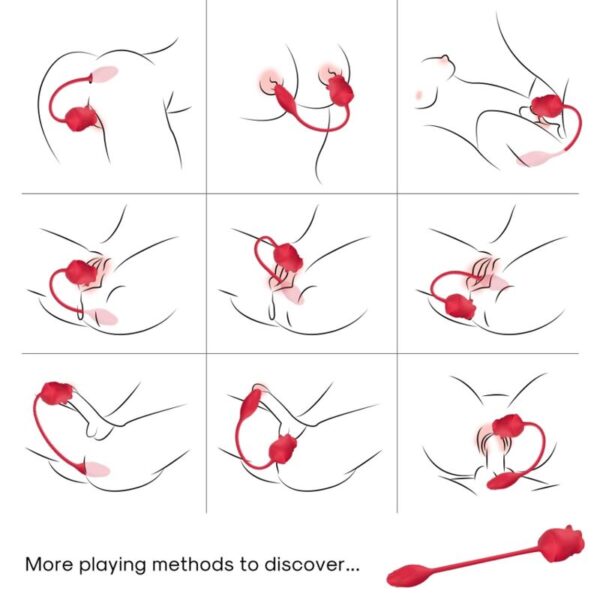 ARMONY - ROSA 2 EN 1 ESTIMULADOR SUCCIÓN  VIBRADOR 10 MODOS CON COLA ROJO - Imagen 2