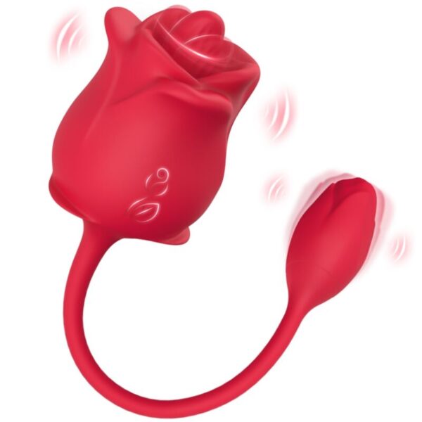 ARMONY - ROSA 2 EN 1 ESTIMULADOR SUCCIÓN  VIBRADOR 10 MODOS CON COLA ROJO - Imagen 5