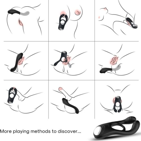 ARMONY - VEYRON ANILLO VIBRADOR DOBLE PINZA NEGRO - Imagen 2