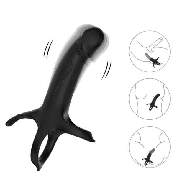 ARMONY - DILDO CON ANILLO  VIBRADOR CONTROL REMOTO NEGRO - Imagen 2