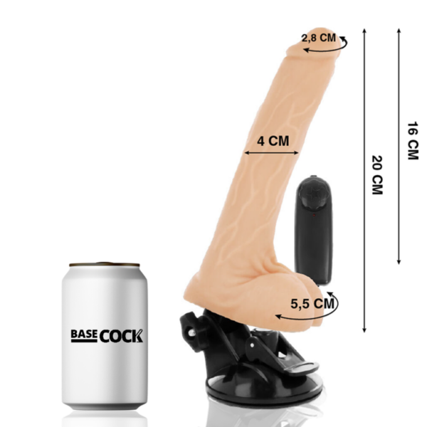 BASECOCK - VIBRADOR REALÍSTICO CONTROL REMOTO NATURAL CON TESTÍCULOS 20 CM -O- 4 CM - Imagen 2