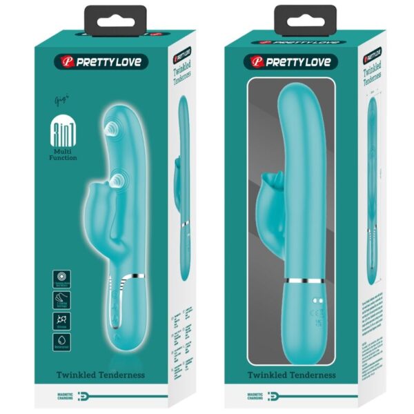 PRETTY LOVE - VIBRADOR RABBIT CON LICKING VERDE AGUA - Imagen 4