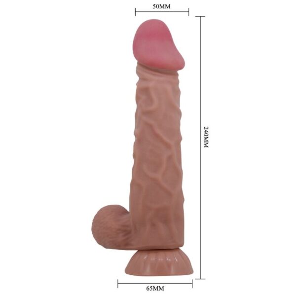 PRETTY LOVE - SLIDING SKIN SERIES DILDO REALÍSTICO CON VENTOSA PIEL DESLIZANTE MORENO 24 CM - Imagen 5