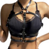 SUBBLIME - ARNÉS DE PECHO ANILLAS DE CUERO NEGRO TALLA ÚNICA - Imagen 2
