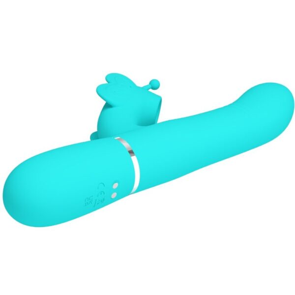 PRETTY LOVE - VIBRADOR RABBIT MULTIFUNCIÓN 4 EN 1 MARIPOSA VERDE AGUA - Imagen 4