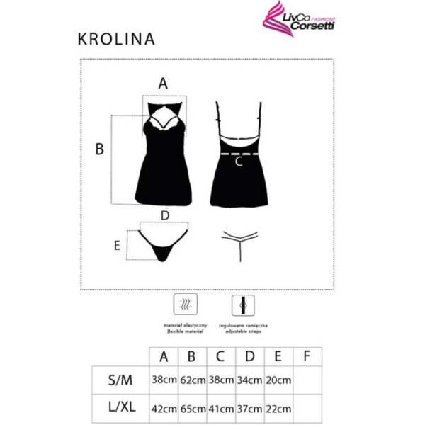 LIVCO CORSETTI FASHION - KROLINA LC 90734 CHEMISE + TANGA NEGRO S/M - Imagen 4