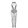 SUBBLIME - 951801 BODYSTOCKING CROTCHLESS DE REJILLA Y ENCAJE CON CUELLO ALTO NEGRO TALLA ÚNICA - Imagen 5