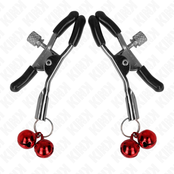 KINK - PINZAS PARA PEZONES CON DOBLE CAMPANILLA ROJO 6 CM - Imagen 2