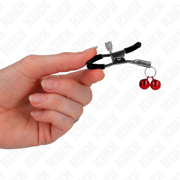KINK - PINZAS PARA PEZONES CON DOBLE CAMPANILLA ROJO 6 CM - Imagen 3