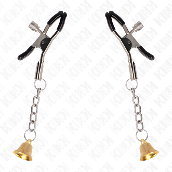 KINK - PINZAS PARA PEZONES CON COLGANTE DE CAMPANA DORADO 6 CM - Imagen 2