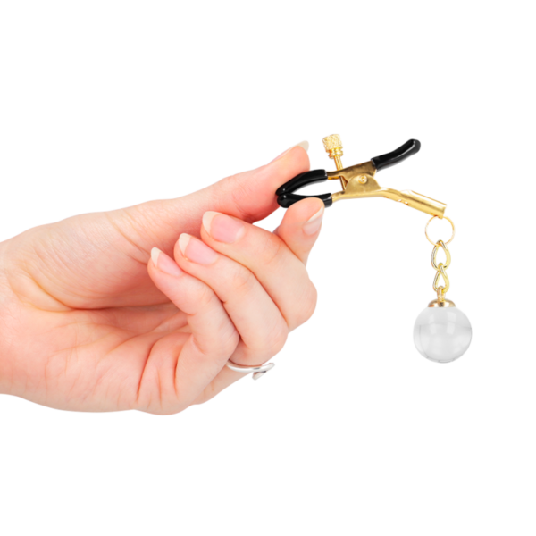 KINK - PINZAS PARA PEZONES DORADAS CON COLGANTE DE VIDRIO 6 CM - Imagen 4