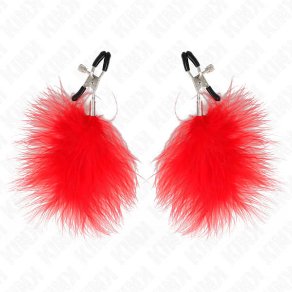 KINK - PINZAS PARA PEZONES CON PLUMA ROJO 7 CM - Imagen 2