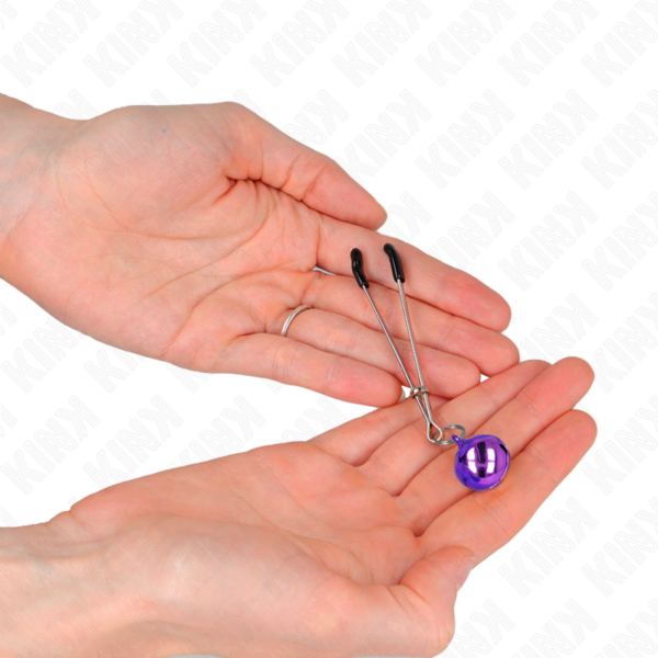 KINK - PINZAS PARA PEZONES FINA CON CASCABEL VIOLETA 7 CM - Imagen 3
