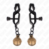 KINK - PINZAS PARA PEZONES PLANAS NEGRO CON CASCABEL 7 CM
