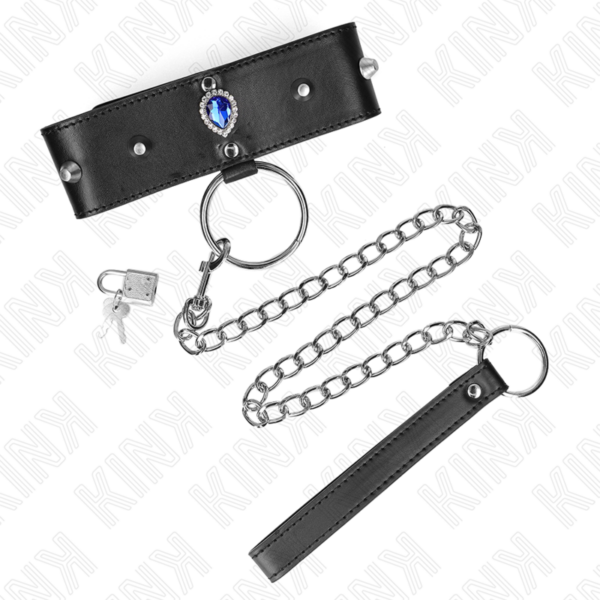 KINK - COLLAR CON CORREA 65 CM CON DIAMANTES AZULES AJUSTABLE 36-43 CM X 5 CM - Imagen 3