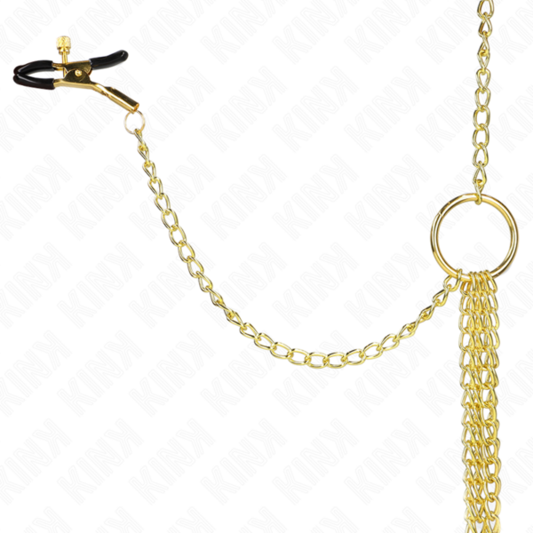 KINK - PINZAS PARA PEZONES Y CLÍTORIS 4 ENGANCHES AJUSTABLE DORADO - Imagen 4