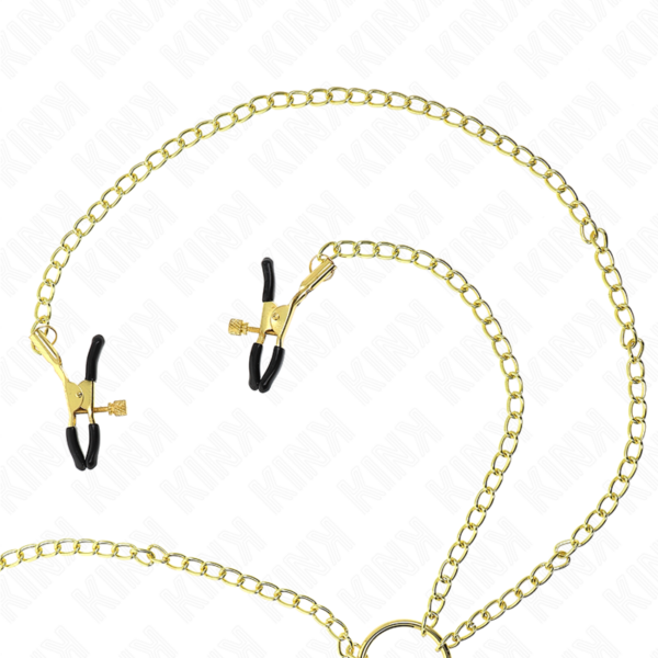 KINK - PINZAS PARA PEZONES Y CLÍTORIS 4 ENGANCHES AJUSTABLE DORADO - Imagen 2