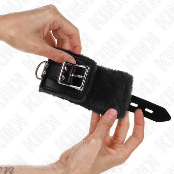 KINK - MUÑEQUERAS FORRADAS NEGRO CON CORREA NEGRO AJUSTABLE 20-29 CM X 5.5 CM - Imagen 2
