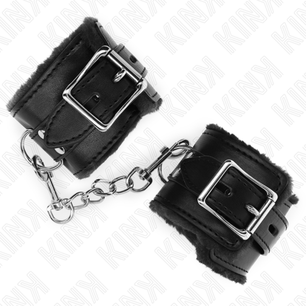KINK - MUÑEQUERAS FORRADAS NEGRO CON CORREA NEGRO AJUSTABLE 20-29 CM X 5.5 CM - Imagen 4