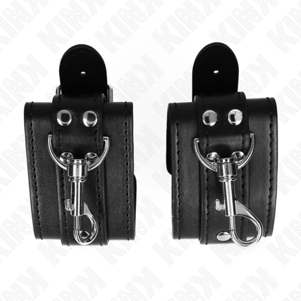 KINK - MUÑEQUERAS ESTILO MAZMORRA CON CERRADURA NEGRO AJUSTABLE 21-28 CM X 5.5 CM - Imagen 4