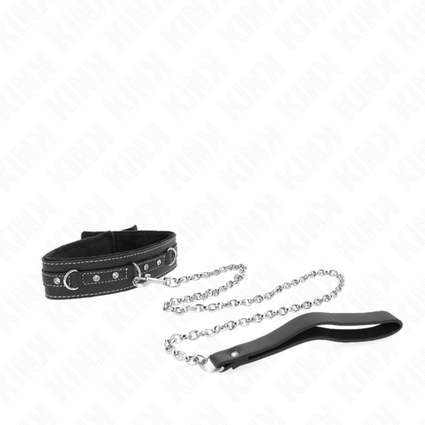 KINK - COLLAR CON CORREA 105 CM DE PIEL DE PVC REMACHE DE DIAMANTES DE IMITACIÓN 41.5 X 4 CM - Imagen 3