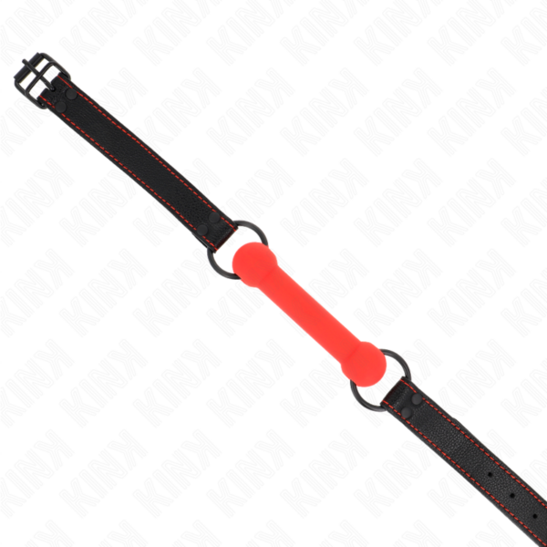 KINK - MORDAZA FORMA DE HUESO CON CORREA POLIPIEL ROJO AJUSTABLE 41-57 CM - Imagen 3