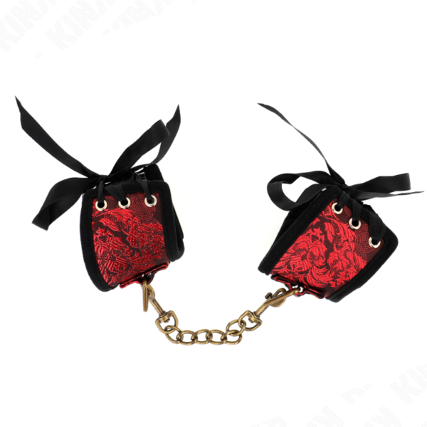 KINK - MUÑEQUERAS DISEÑO ESCÁNDALO ROJO-NEGRO DETALLE LAZO 24.5 CM X 6.5 CM - Imagen 2