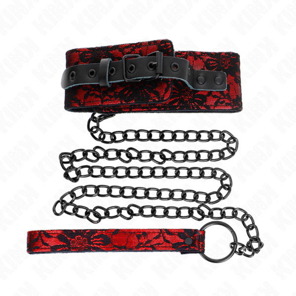 KINK - COLLAR CON CORREA 105 CM DE ENCAJE CON CINTURÓN DE CUERO REAL 44 X 5.5 CM - Imagen 2