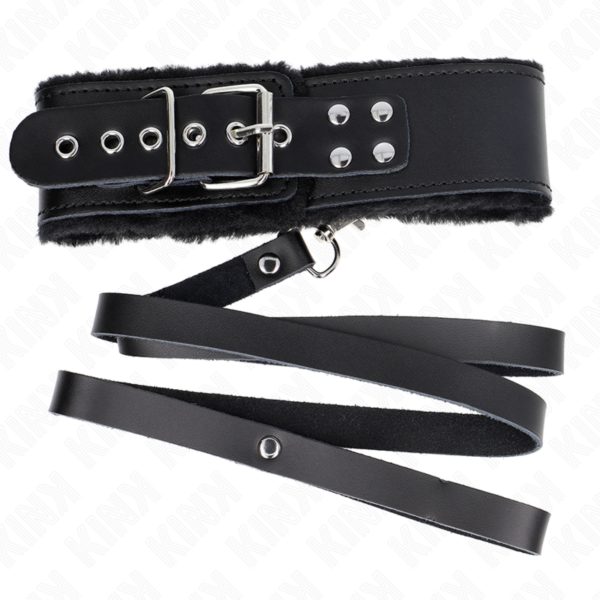 KINK - COLLAR CON CORREA 116 CM DE PIEL NEGRO AJUSTABLE 40-48 CM X 6 CM - Imagen 5