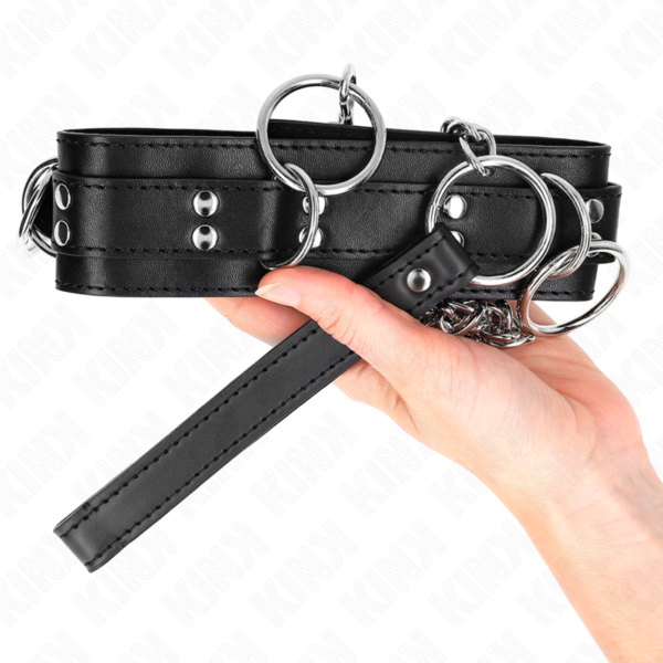KINK - COLLAR CON CORREA 80 CM ESCLAVITUD 3 ANILLOS 53 X 5 CM - Imagen 5