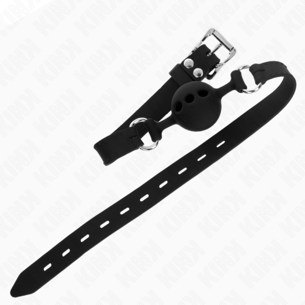 KINK - MORDAZA 55 x 2 CM DE BOLA 4 CM DE SILICONA COMPLETA TALLA S NEGRO AJUSTABLE 35-51 CM - Imagen 3
