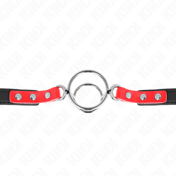 KINK - MORDAZA CON MÚLTIPLES JUNTAS TÓRICAS 4 / 4.8 CM ROJO AJUSTABLE 38 X 56 CM - Imagen 4