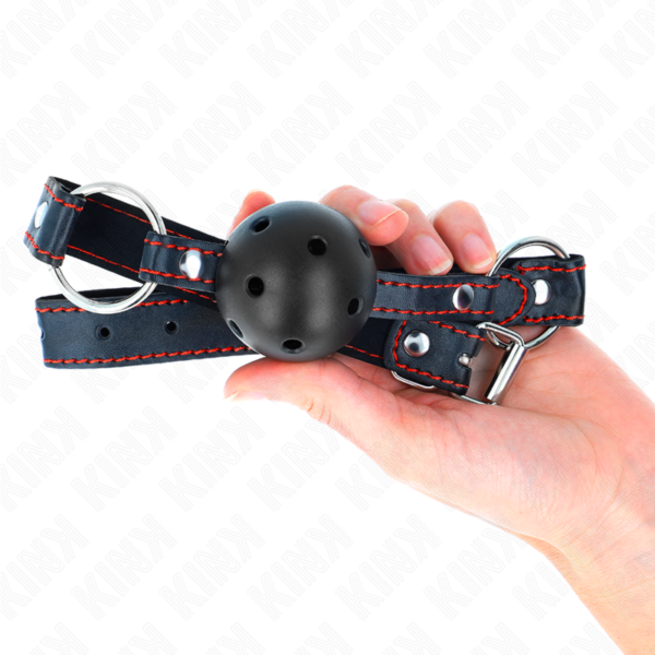 KINK - MORDAZA DE BOLA 4.5 CM NEGRA DURA HUECA MODELO 2 65 x 2.5 CM - Imagen 3