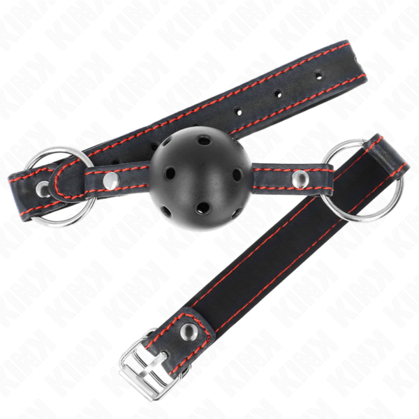 KINK - MORDAZA DE BOLA 4.5 CM NEGRA DURA HUECA MODELO 2 65 x 2.5 CM - Imagen 2