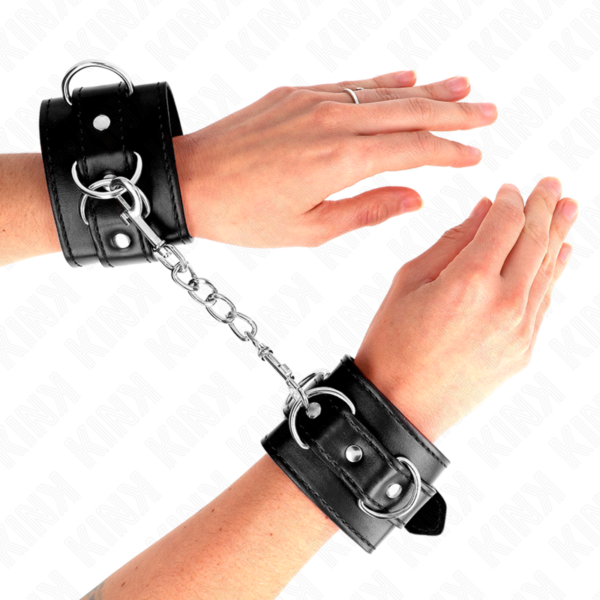 KINK - MUÑEQUERAS CON 3 ANILLAS EN D AJUSTABLE NEGRO 17.5-25 CM X 6 CM - Imagen 4