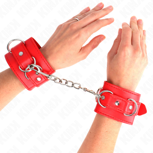 KINK - MUÑEQUERAS CON 3 ANILLAS EN D AJUSTABLE ROJO 17.5-25 CM X 6 CM - Imagen 4